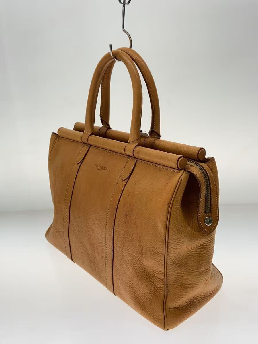 COURRÈGES Sac malette cuir naturel effet bambou