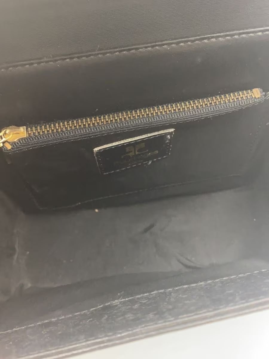 COURRÈGES Sac Uvara cuir noir lisse nœud doré