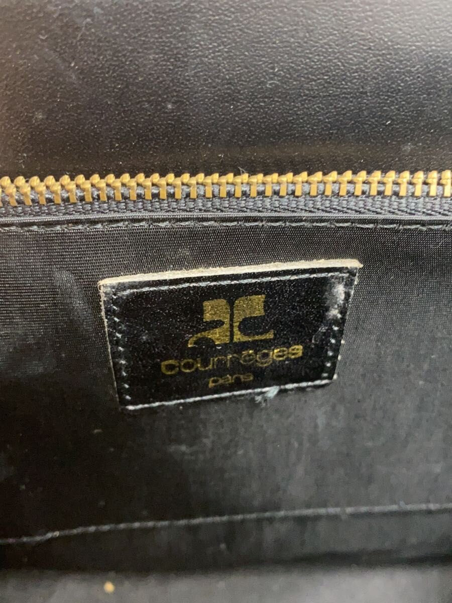 COURRÈGES Sac Uvara cuir noir lisse nœud doré