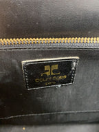 COURRÈGES Sac Uvara cuir noir lisse nœud doré
