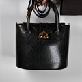 Ungaro Paris black lizard-effect grained leather bucket bag