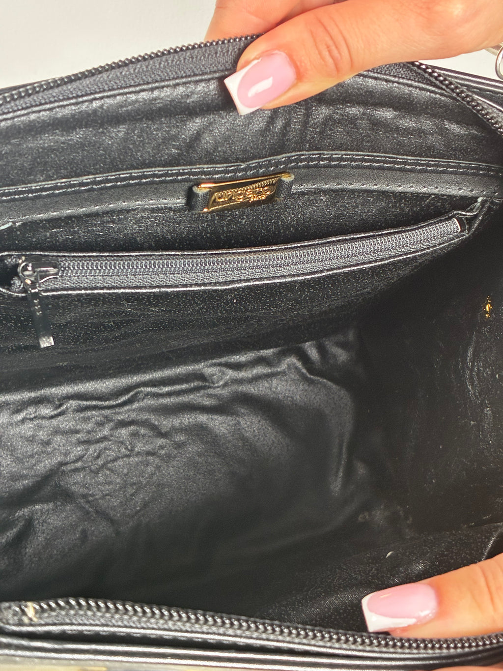 UNGARO Black City Bag with Twisted Gilt Hardware M