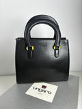 UNGARO Black City Bag with Twisted Gilt Hardware M