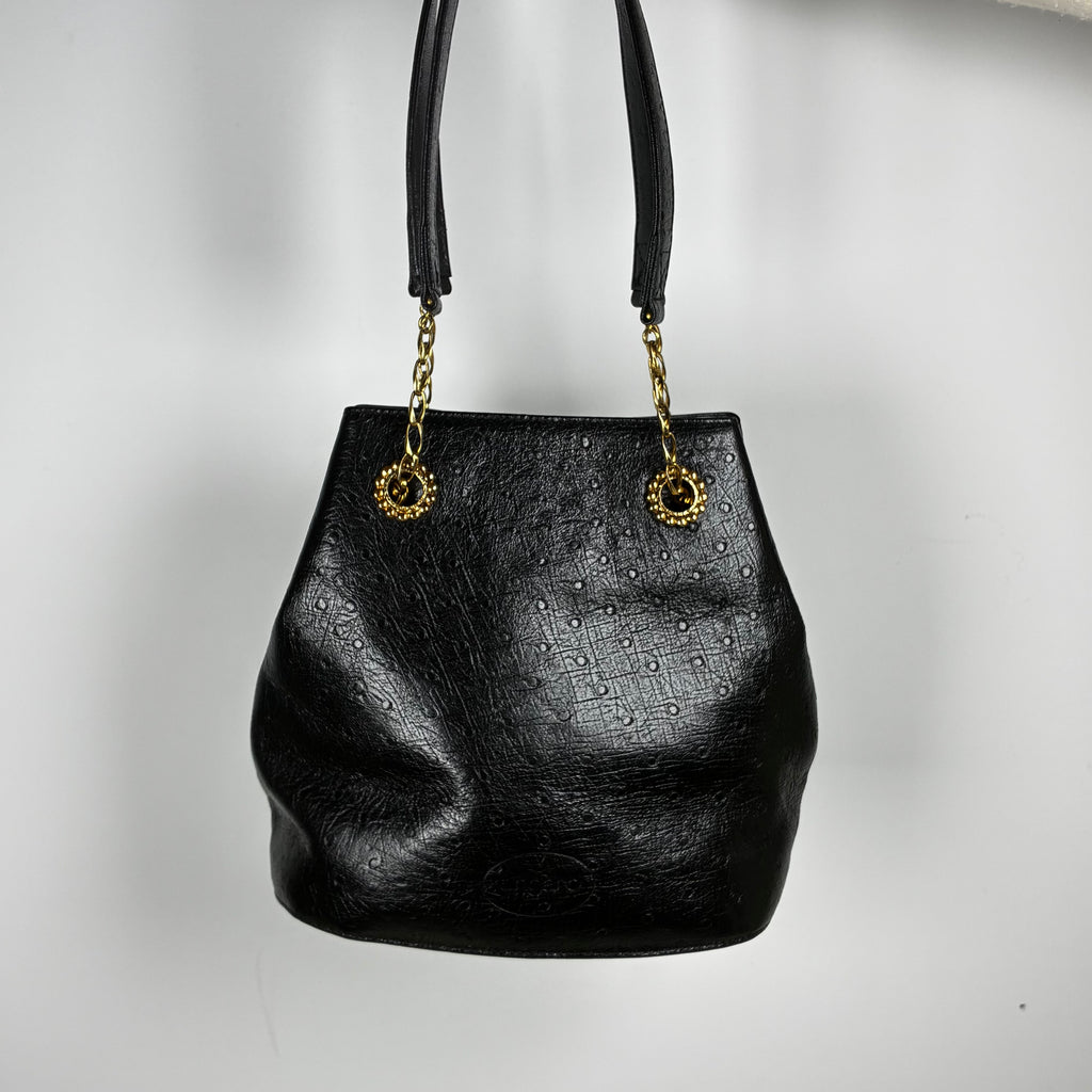 Emanuel Ungaro Ostrich Effect Leather Tote Bag