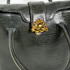 Ungaro Paris black lizard-effect grained leather bucket bag