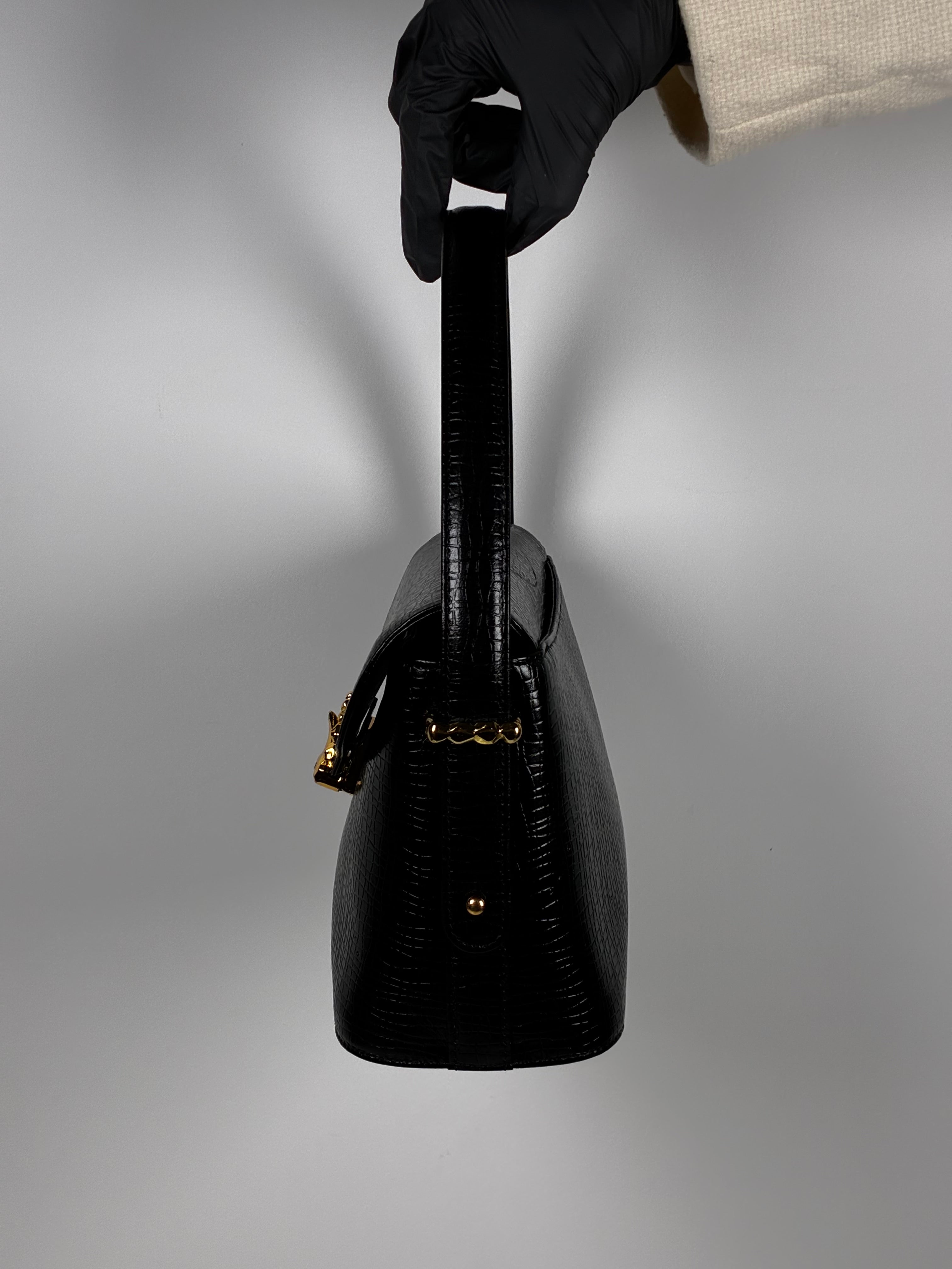 Ungaro Sac à Main en cuir embossé crocodile noir