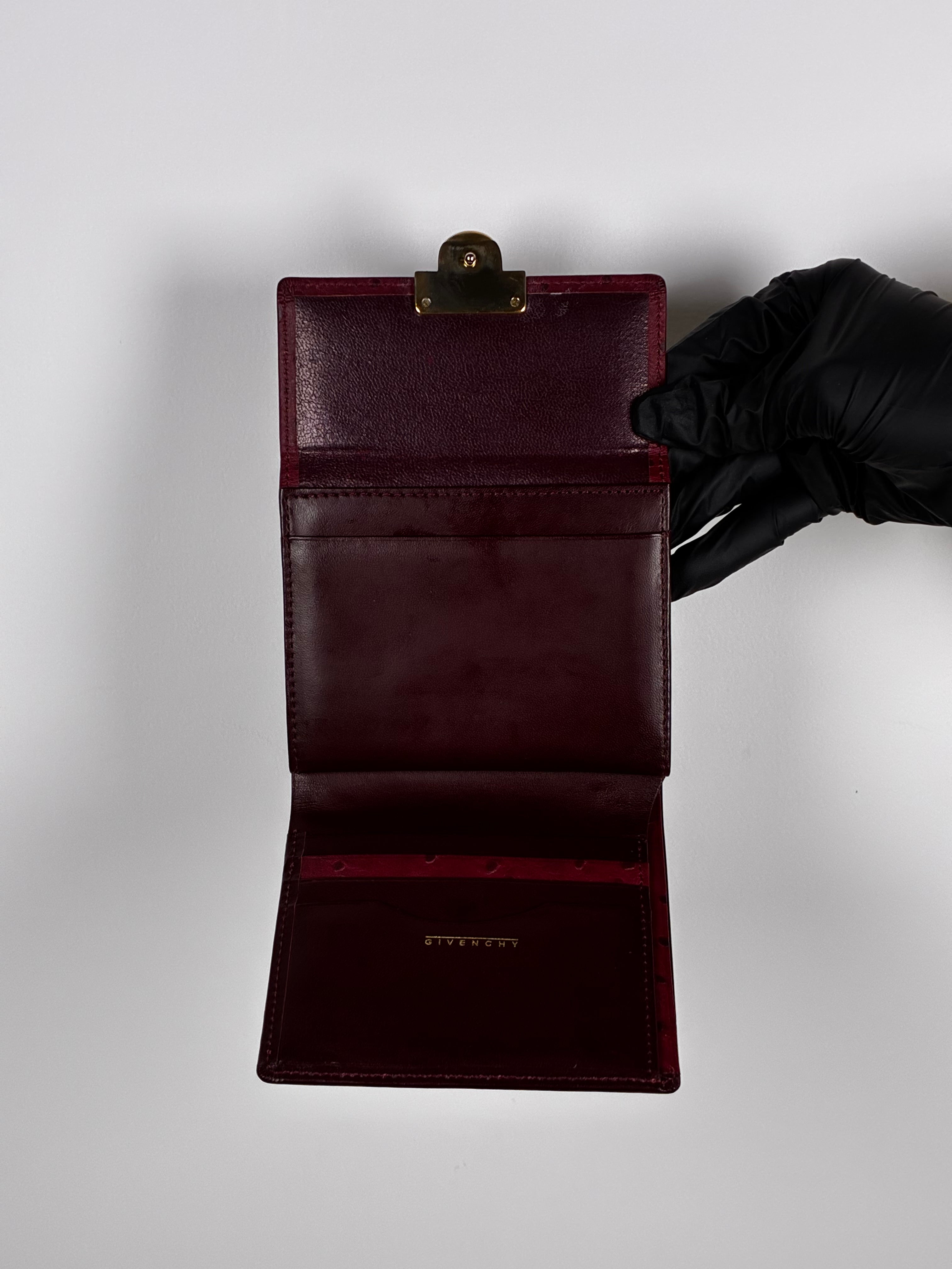 Givenchy Porte-Monnaie Maroquinerie en cuir d'autruche bordeaux