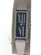 GUCCI Montre femme bracelet acier bangle cadran noir chiffres romains Swiss Made