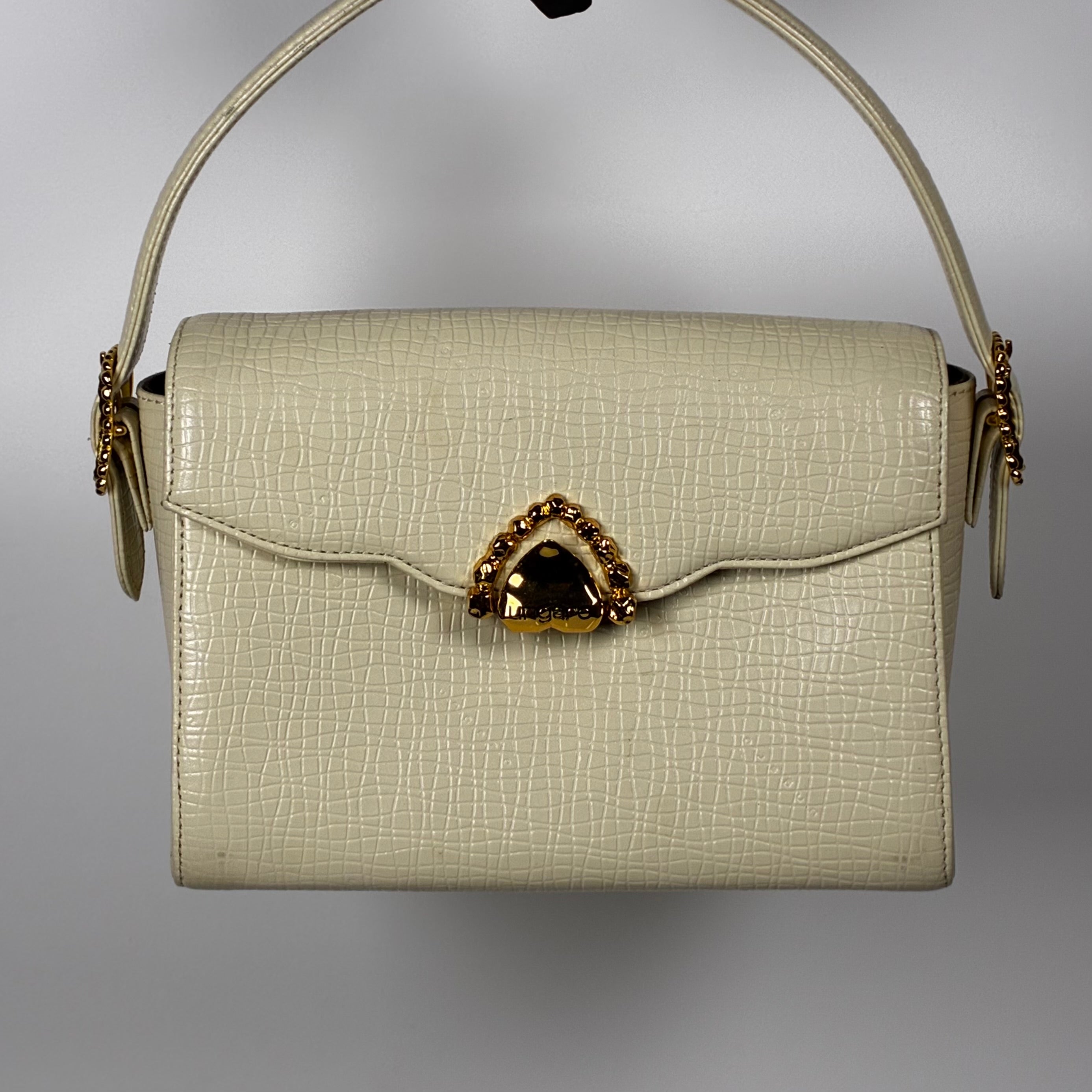 Ungaro Sac à main bandoullière cuir croco beige