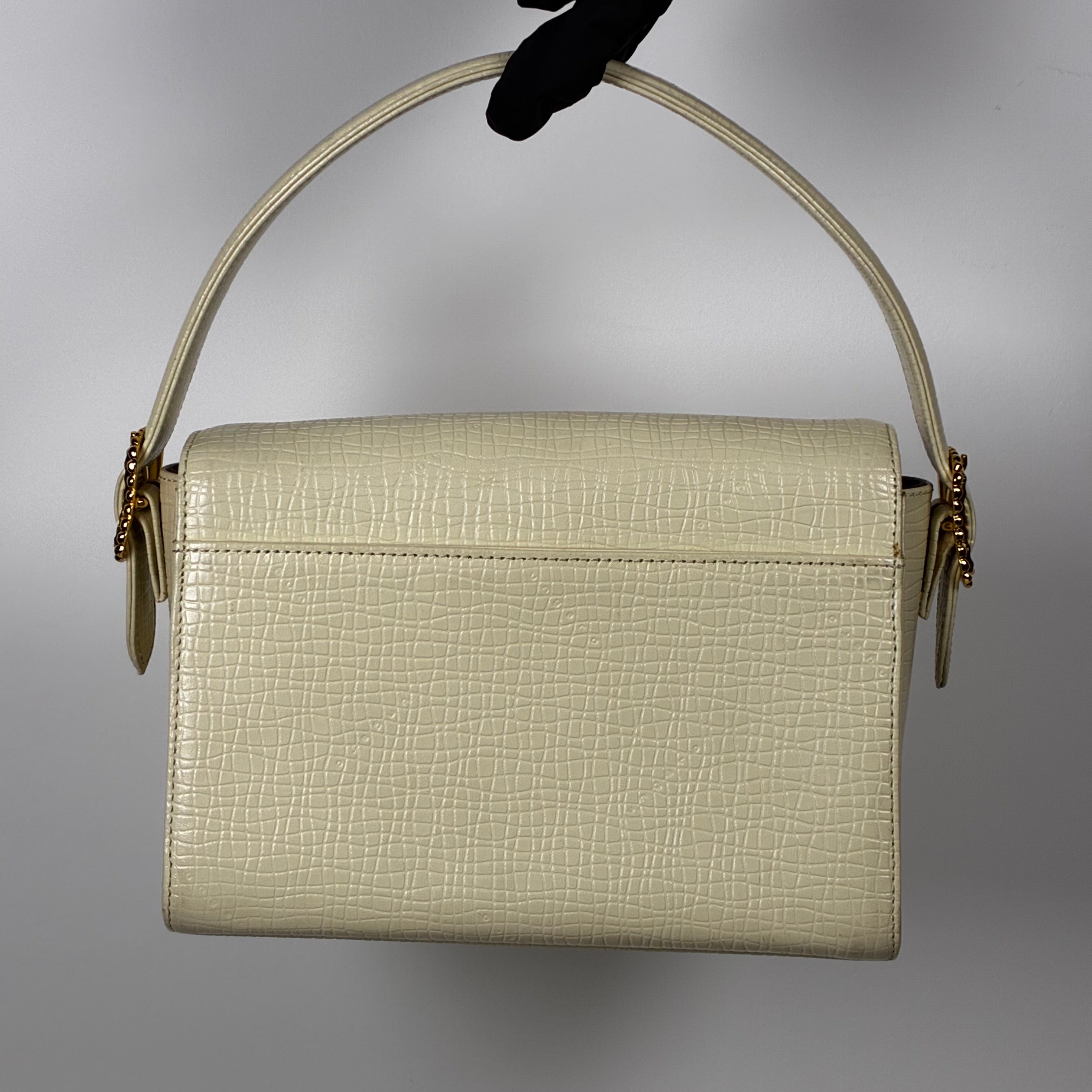 Ungaro Sac à main bandoullière cuir croco beige