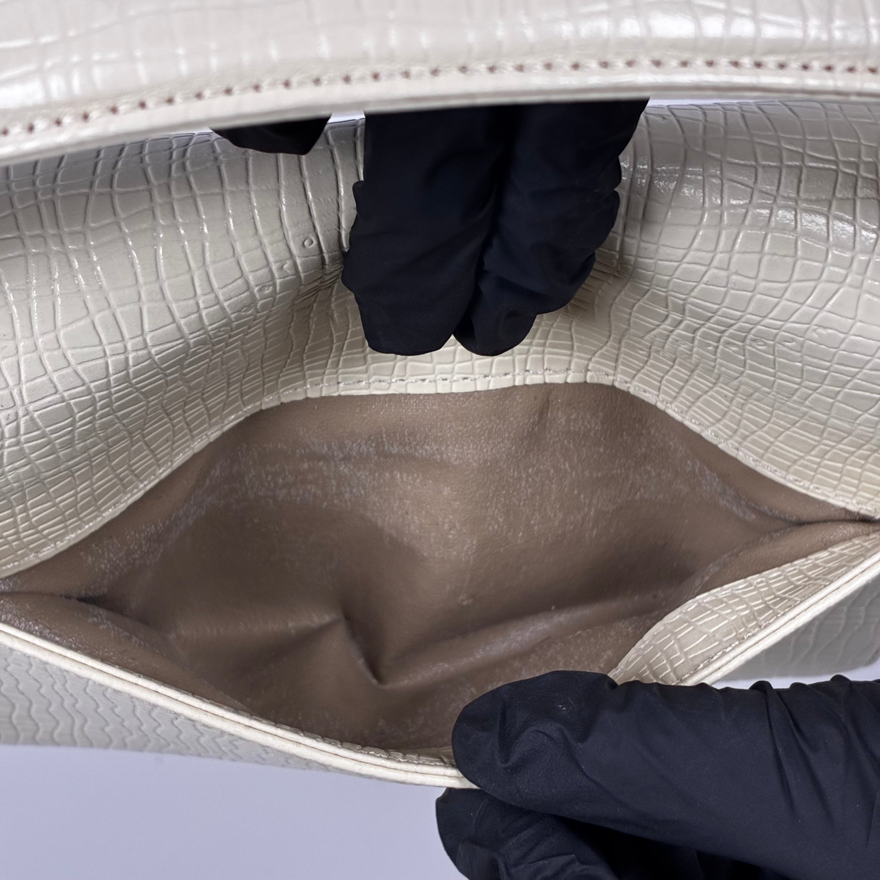 Ungaro Sac à main bandoullière cuir croco beige