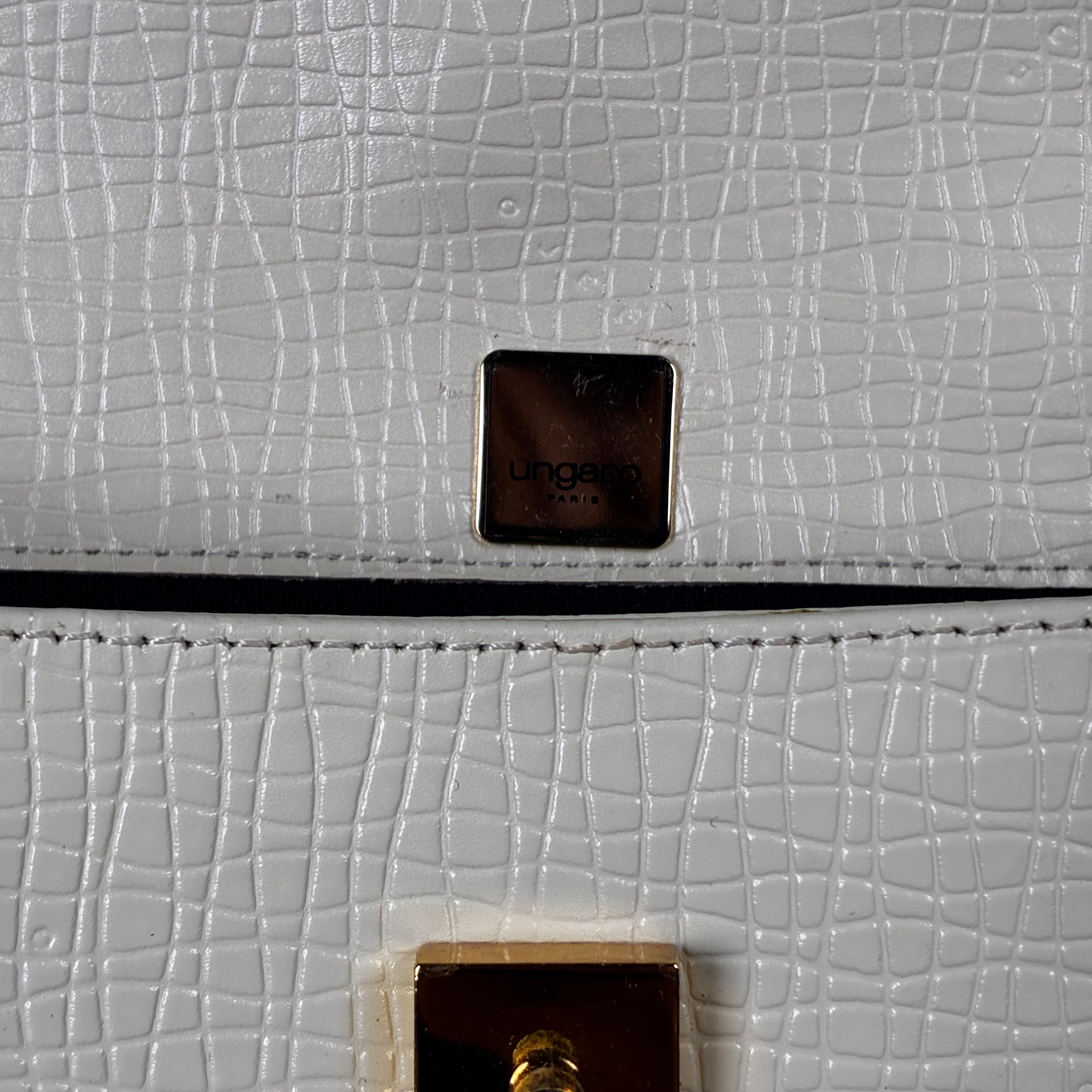 Ungaro Sac à main bandoullière cuir croco beige