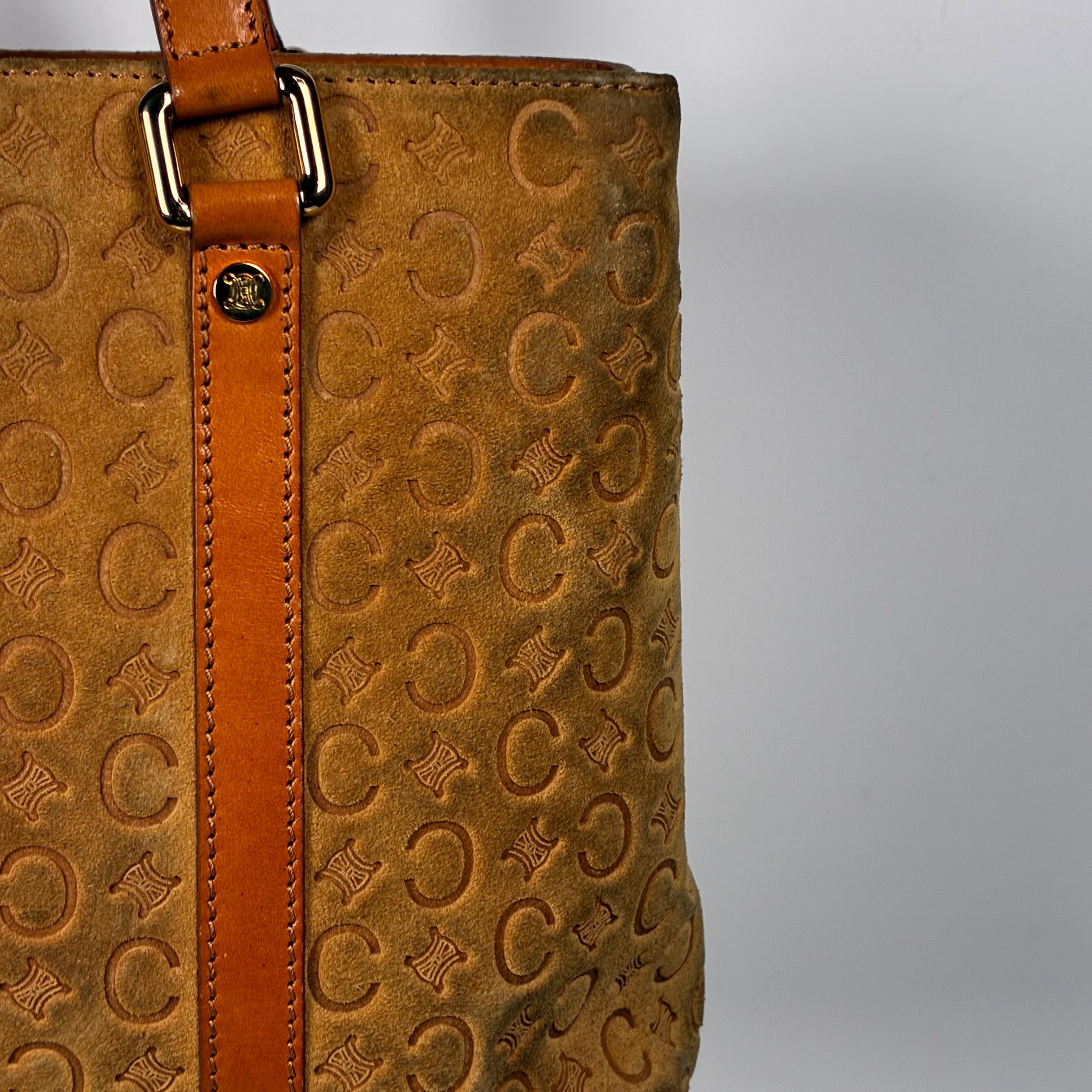 Céline Sac à Main Mini Macadam Horse en daim camel