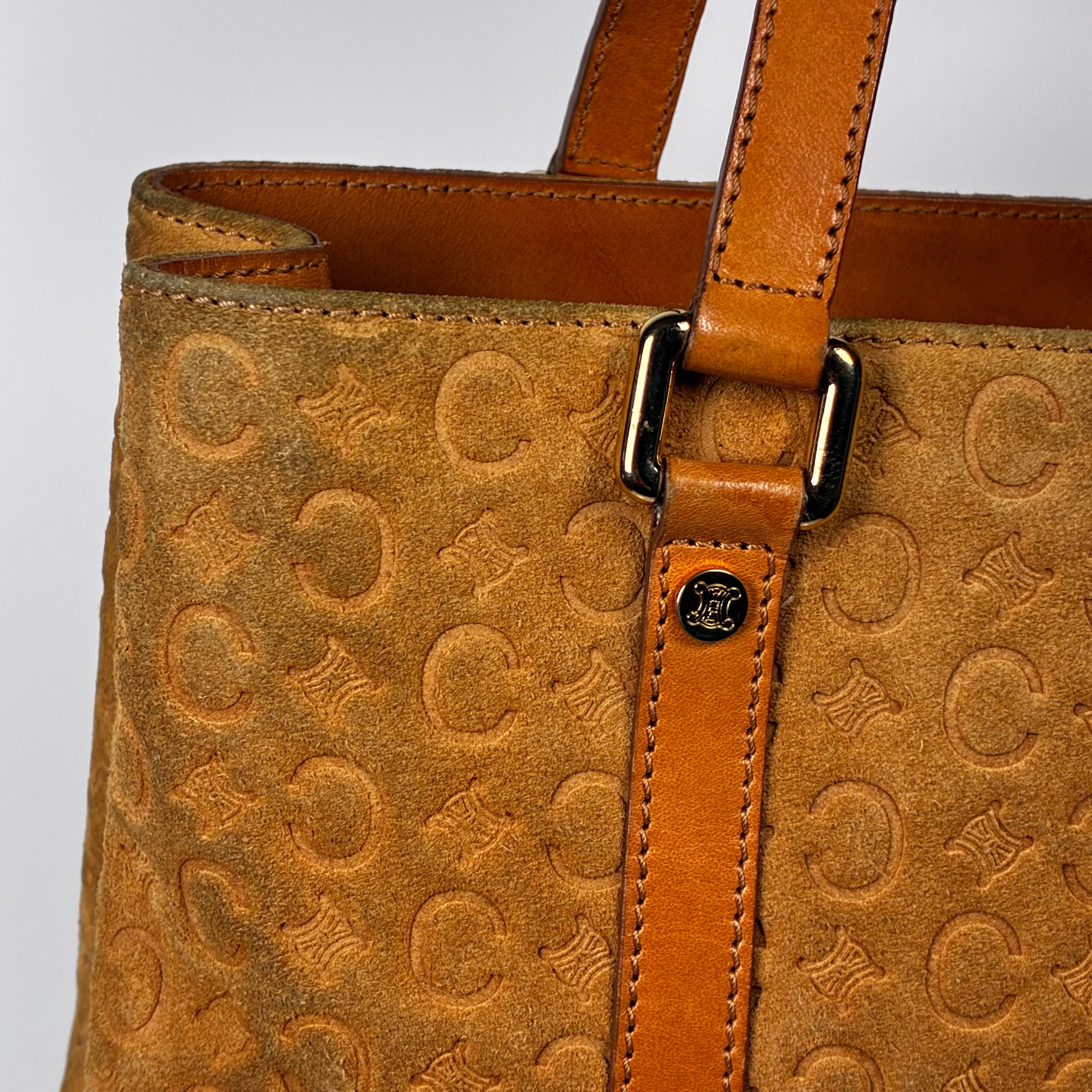 Céline Sac à Main Mini Macadam Horse en daim camel