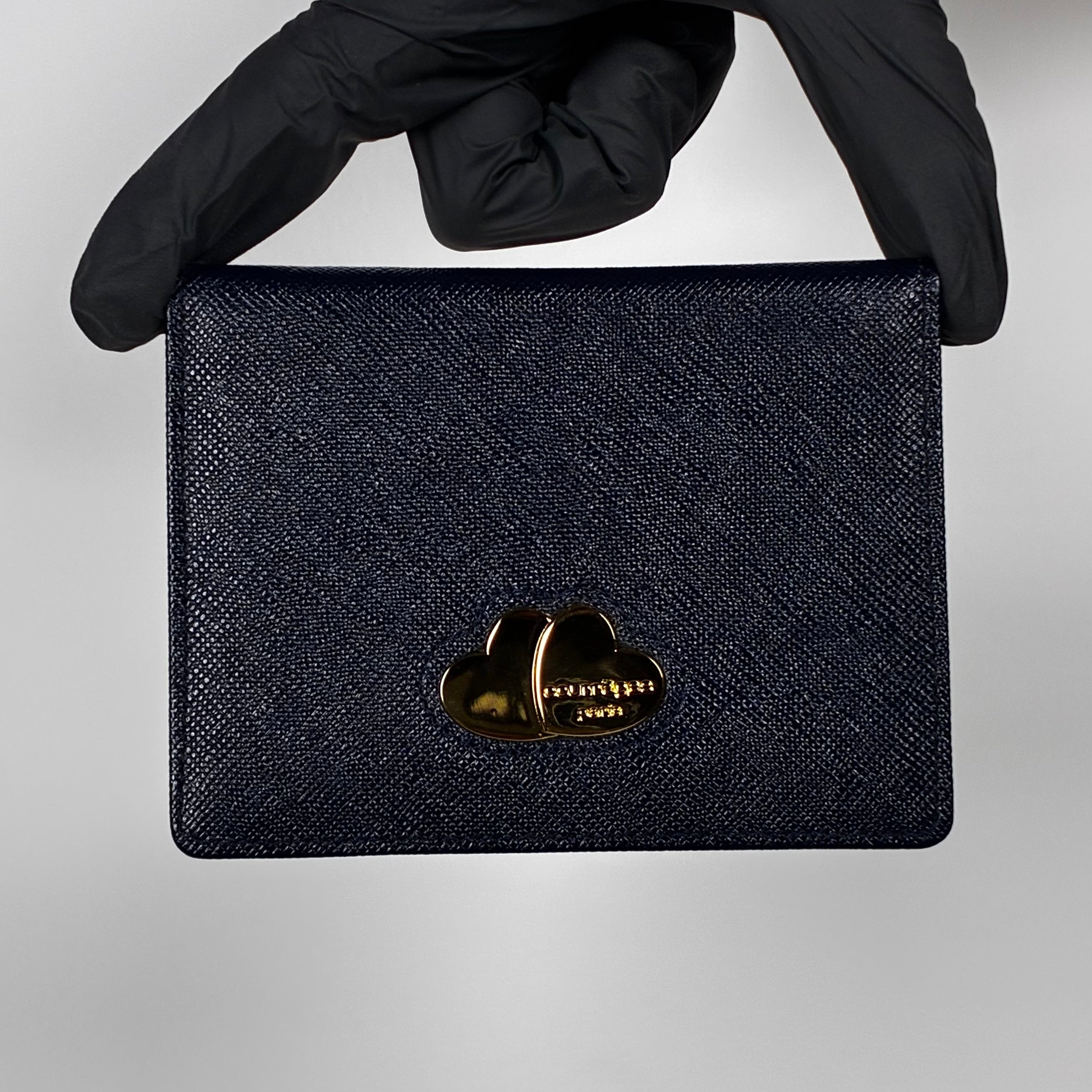 Courrèges Porte-Cartes en cuir grainé bleu marine