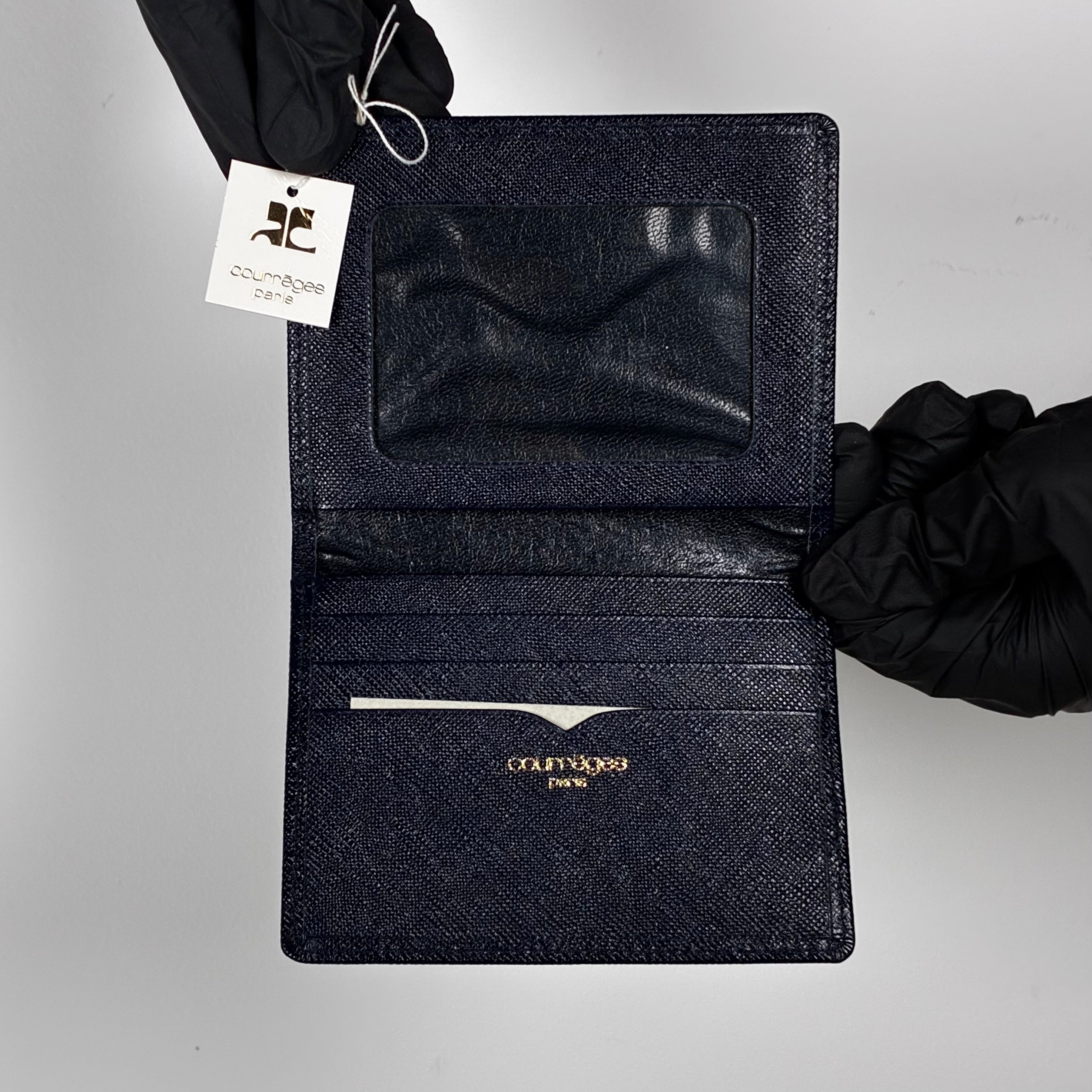 Courrèges Porte-Cartes en cuir grainé bleu marine