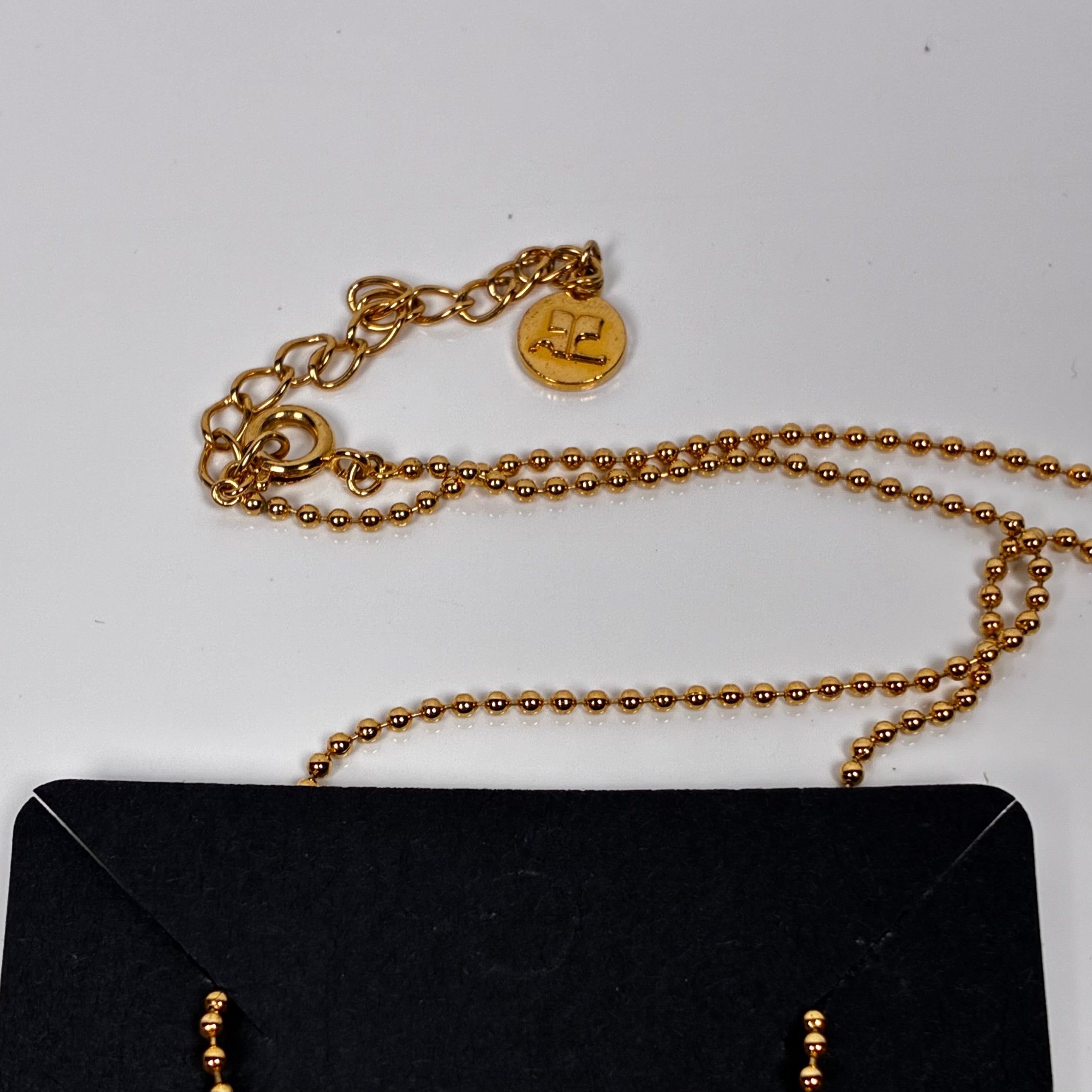 Courrèges Collier Double Pendentif Floral Or Rose x Argenté