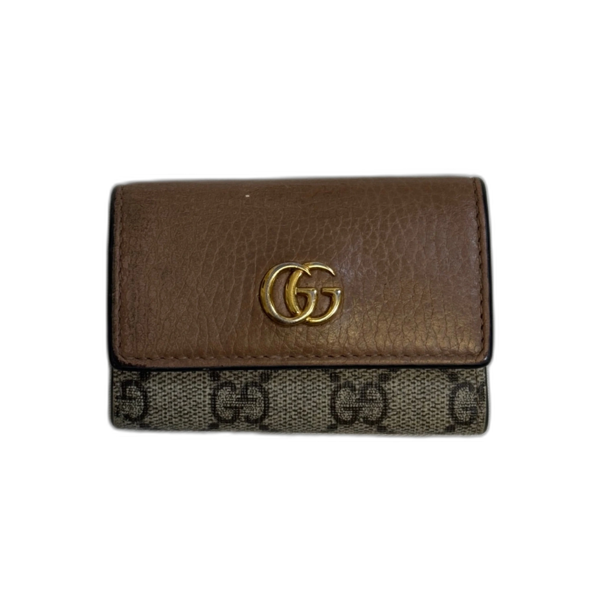 GUCCI Porte-clé Gucci monogrammé GG et cuir marron