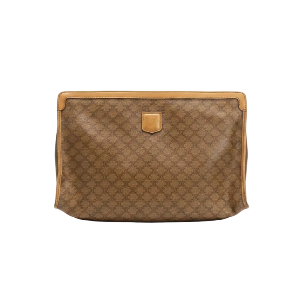 Celine Clutch Brown Macadam Monogram Vintage Canvas Cosmetic Pouch Bag