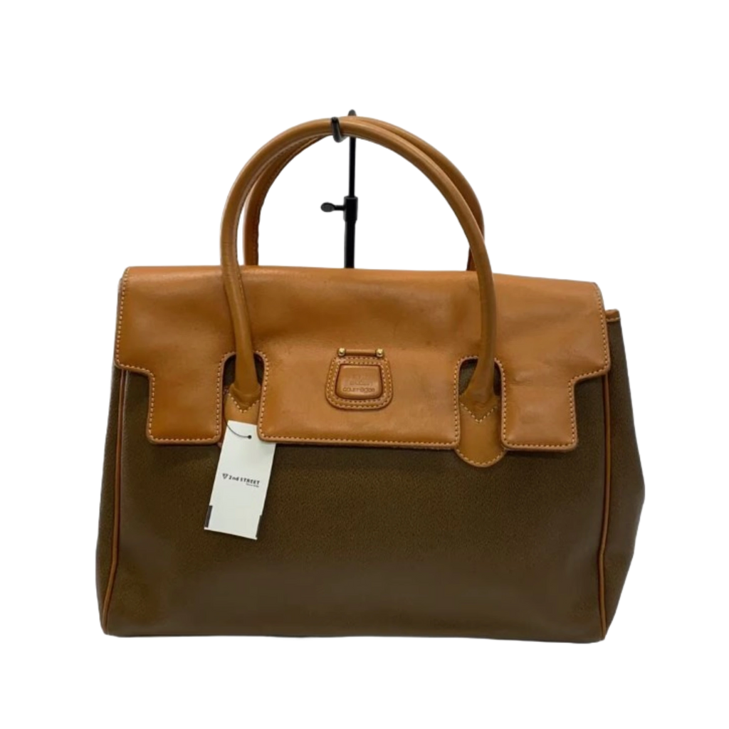 COURRÈGES Sac Boston kaki et cuir camel