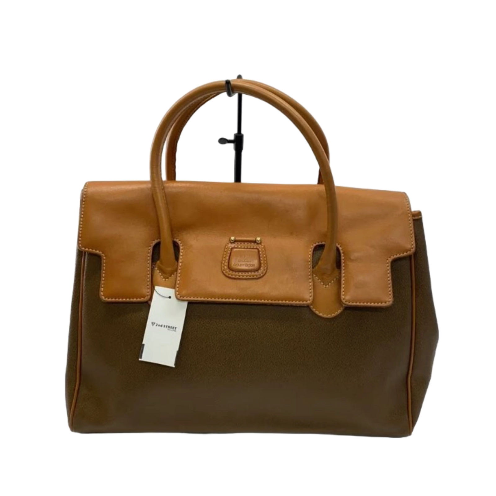 COURRÈGES Sac Boston kaki et cuir camel