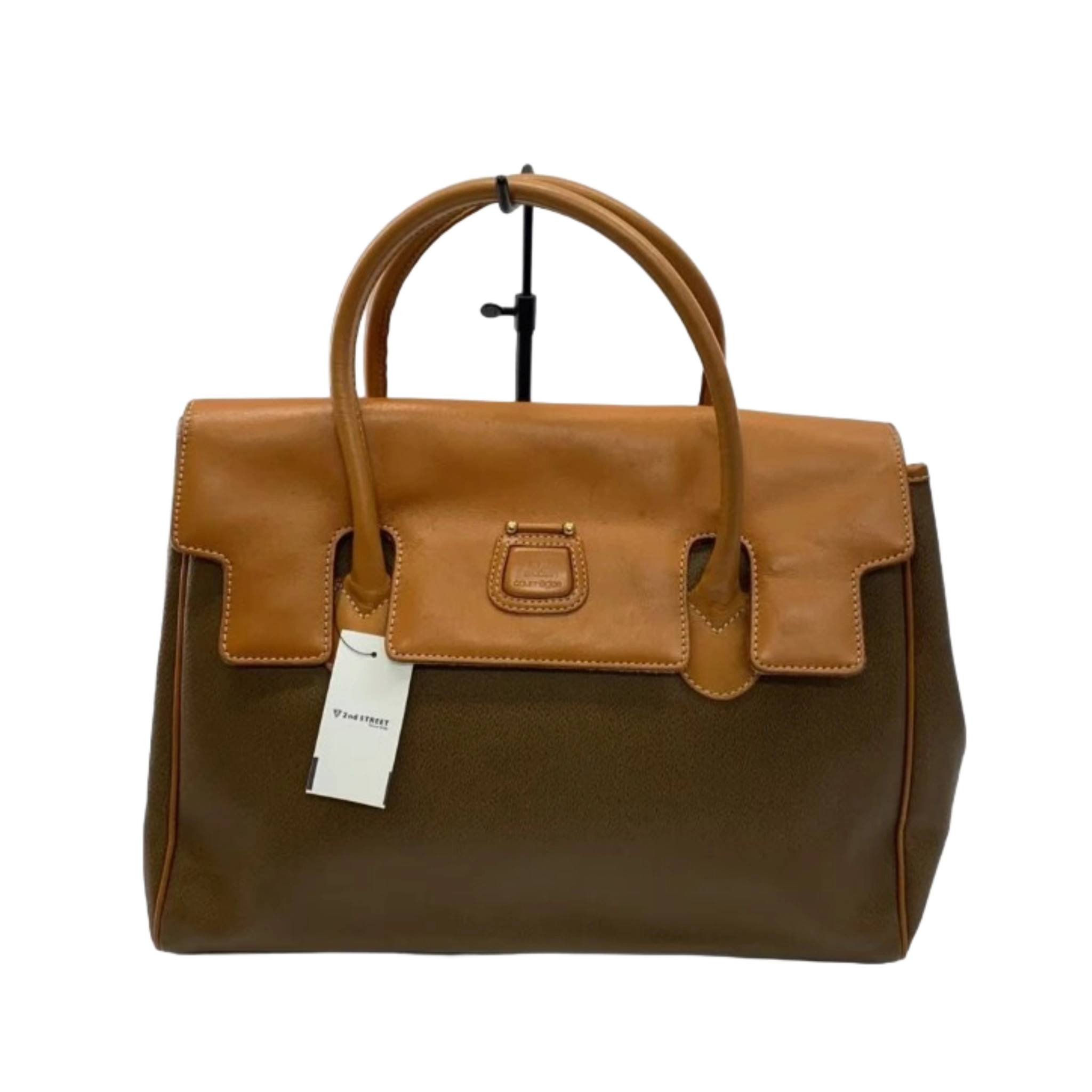 COURRÈGES Sac Boston kaki et cuir camel