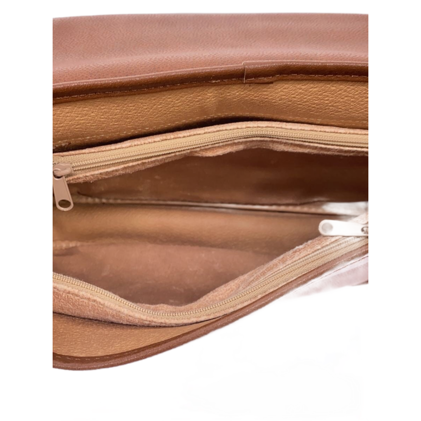 COURRÈGES Sacoche bandoulière cuir marron et cuir Camel