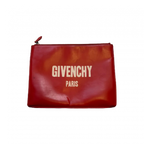 GIVENCHY Pochette rouge cuir lisse