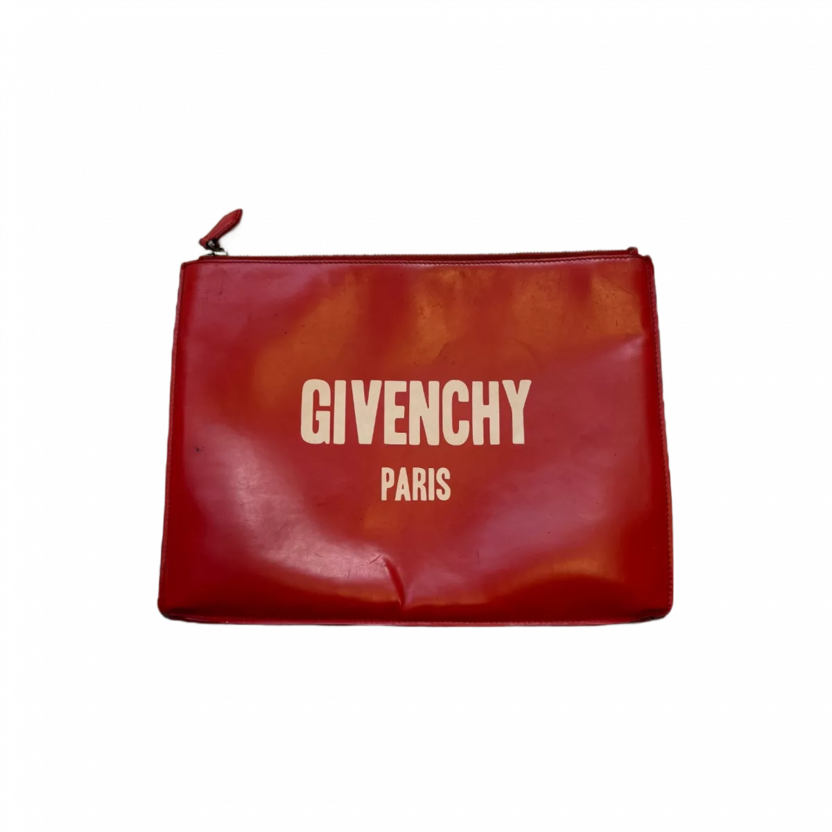 GIVENCHY Pochette rouge cuir lisse