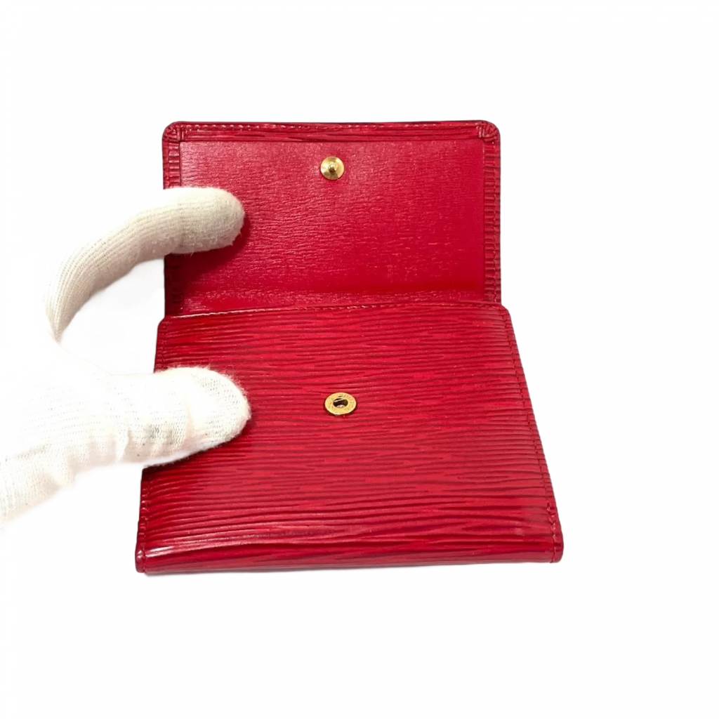 LOUIS VUITTON Portefeuille LV cuir épi rouge