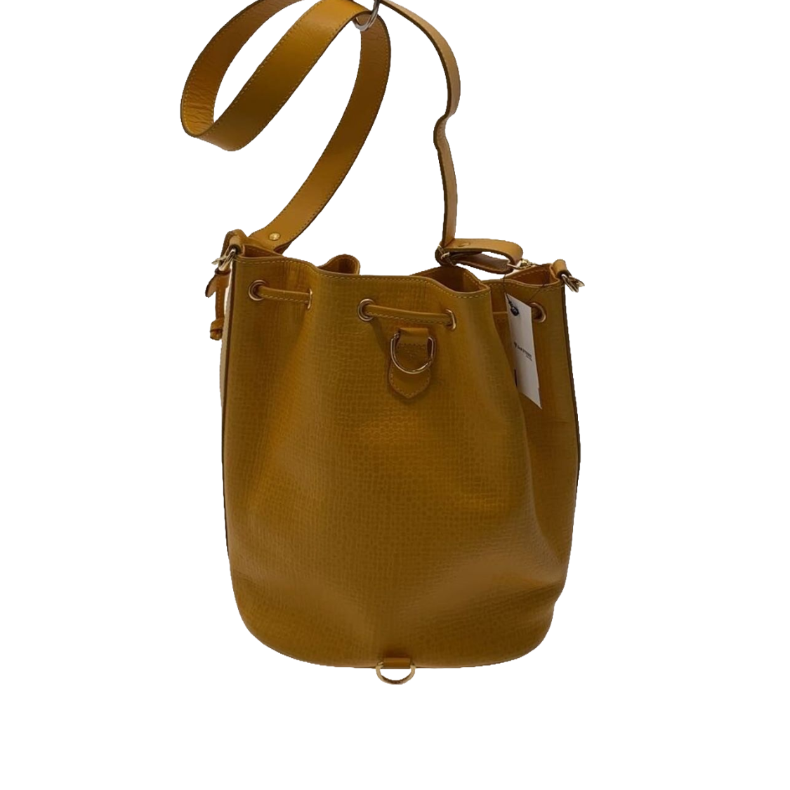COURRÈGES Sac noé bucket bag cuir jaune moutarde