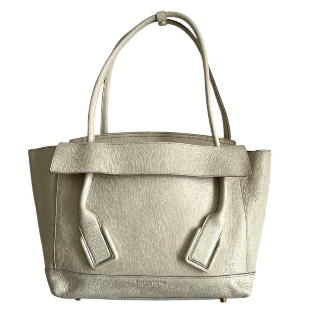 Bottega Veneta Cream Grained Leather Tote Bag