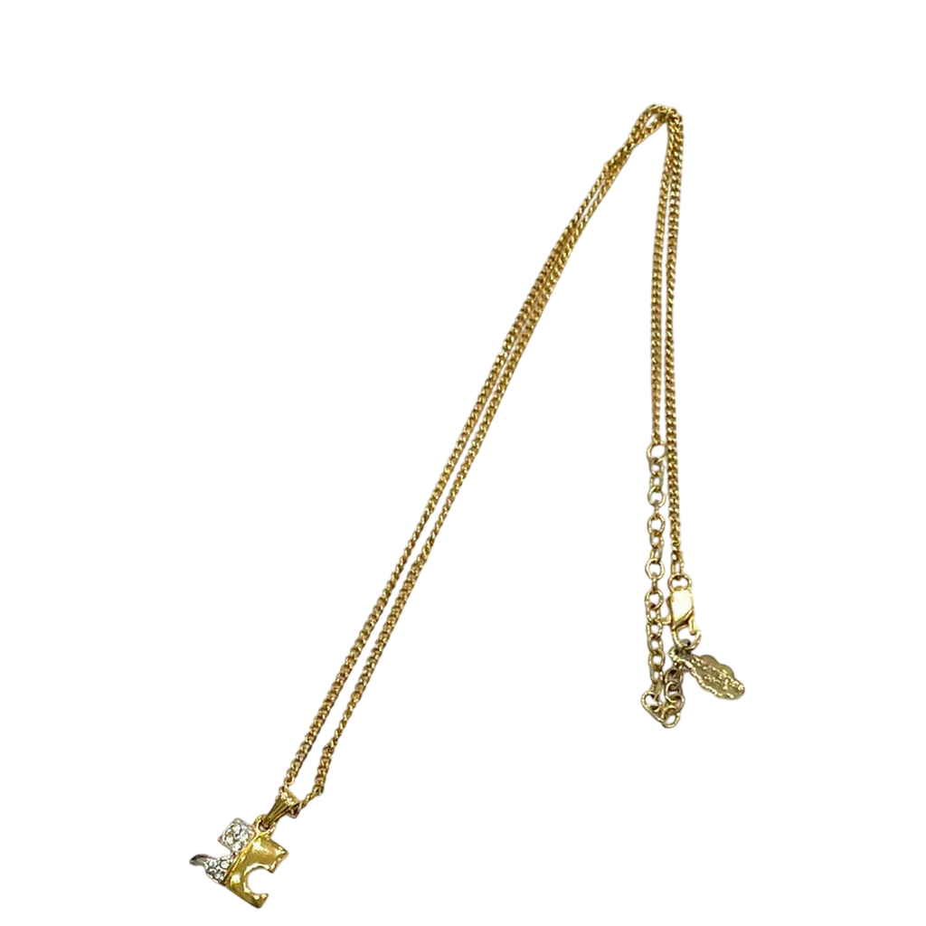 Courreges Gold Tone 'C' Letter Pendant Necklace