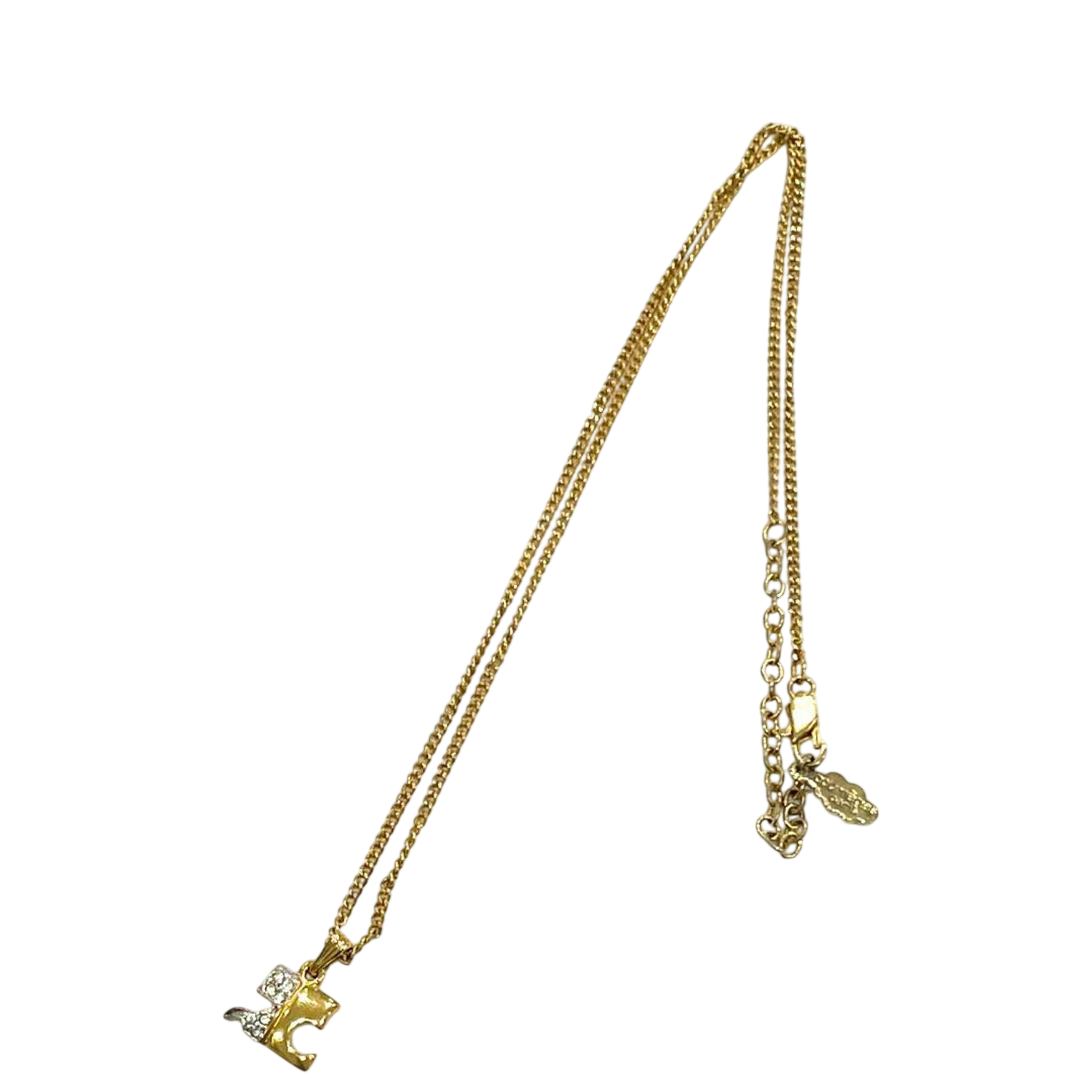 Courreges Gold Tone 'C' Letter Pendant Necklace