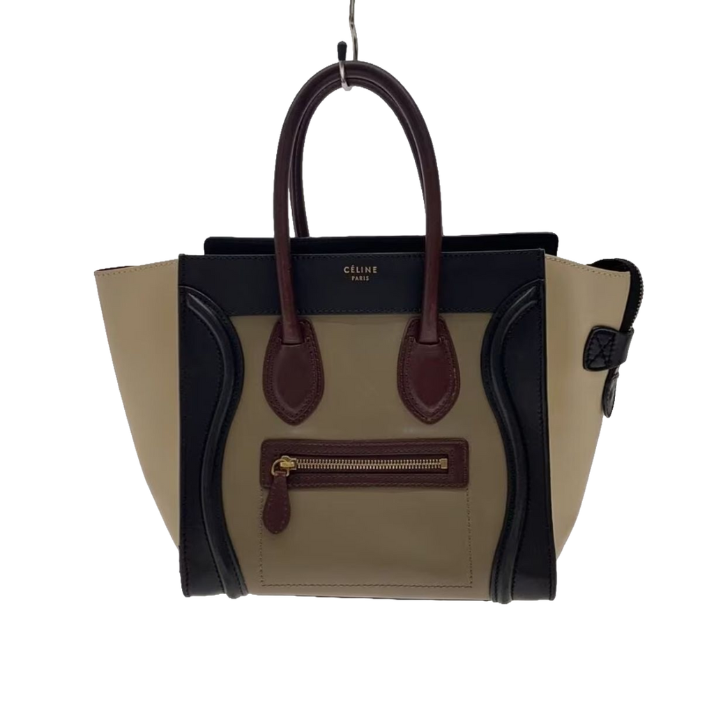 CÉLINE Sac Luggage micro tricolore marron / beige / noir