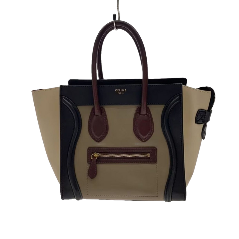 CÉLINE Sac Luggage micro tricolore marron / beige / noir