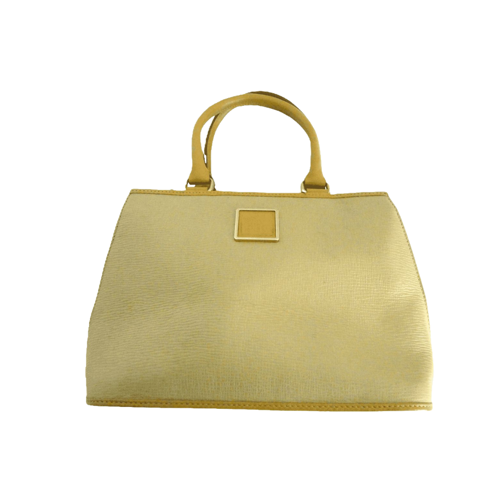 Nina Ricci Handbag Beige Textured Leather Vintage Top Handle Bag