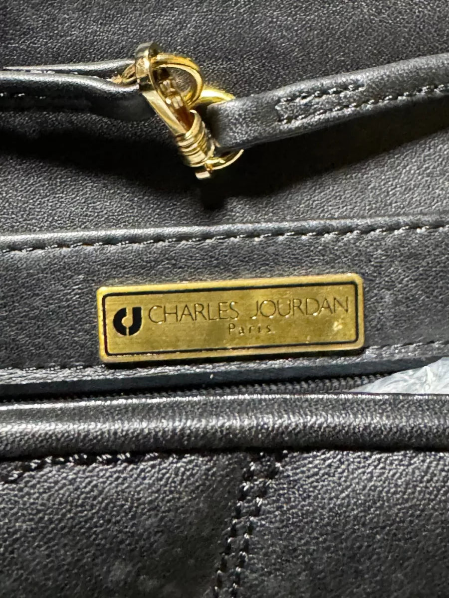 Charles Jourdan Sac bandoulière vintage en cuir noir