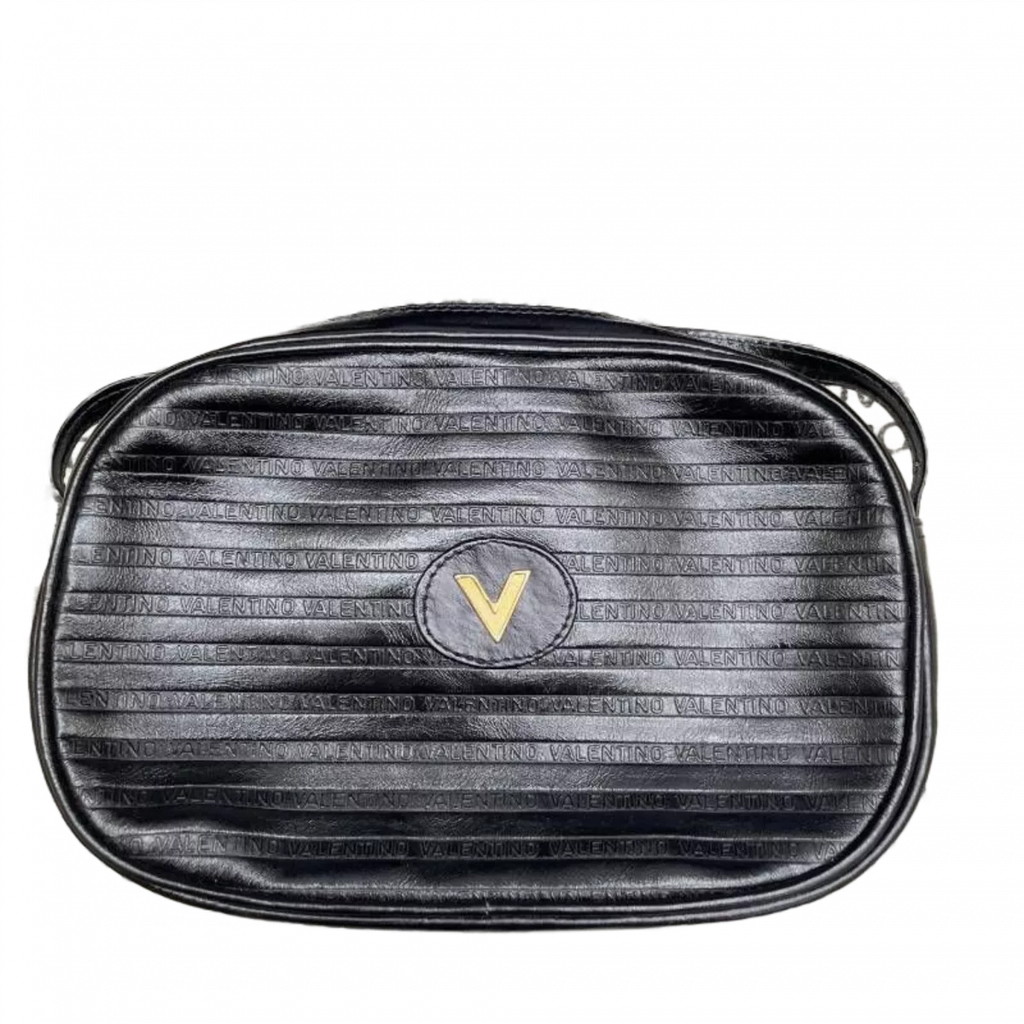 VALENTINO  LOTX2 Mario Valentino 2 pièces Sac bandoulière, pochette cuir noir logo vendu à l'unité