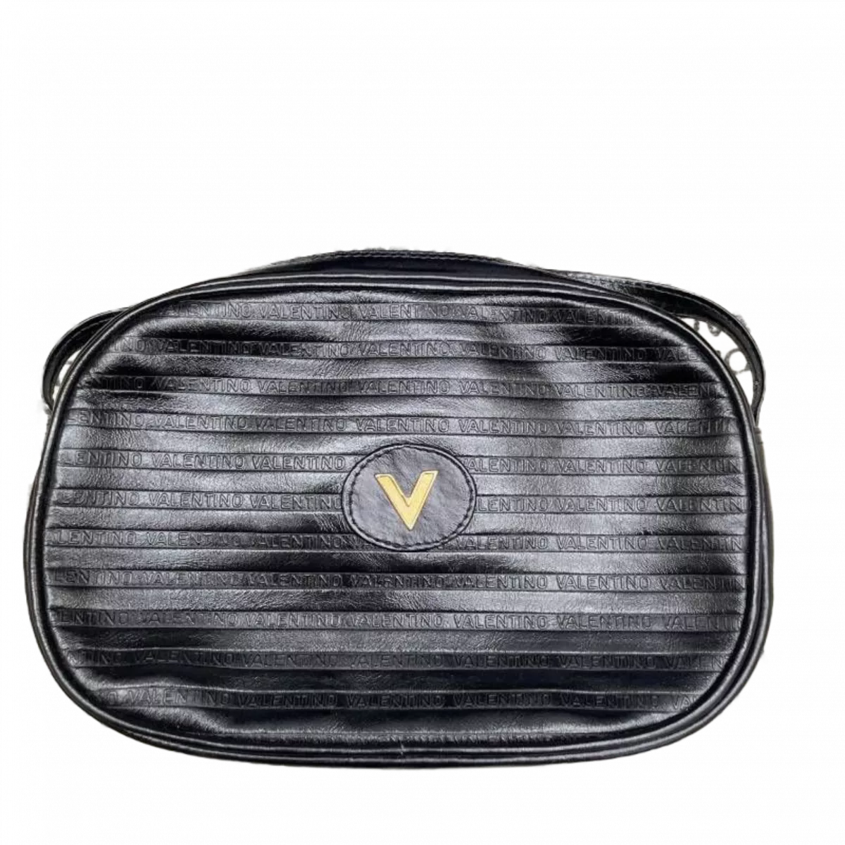 VALENTINO  LOTX2 Mario Valentino 2 pièces Sac bandoulière, pochette cuir noir logo vendu à l'unité
