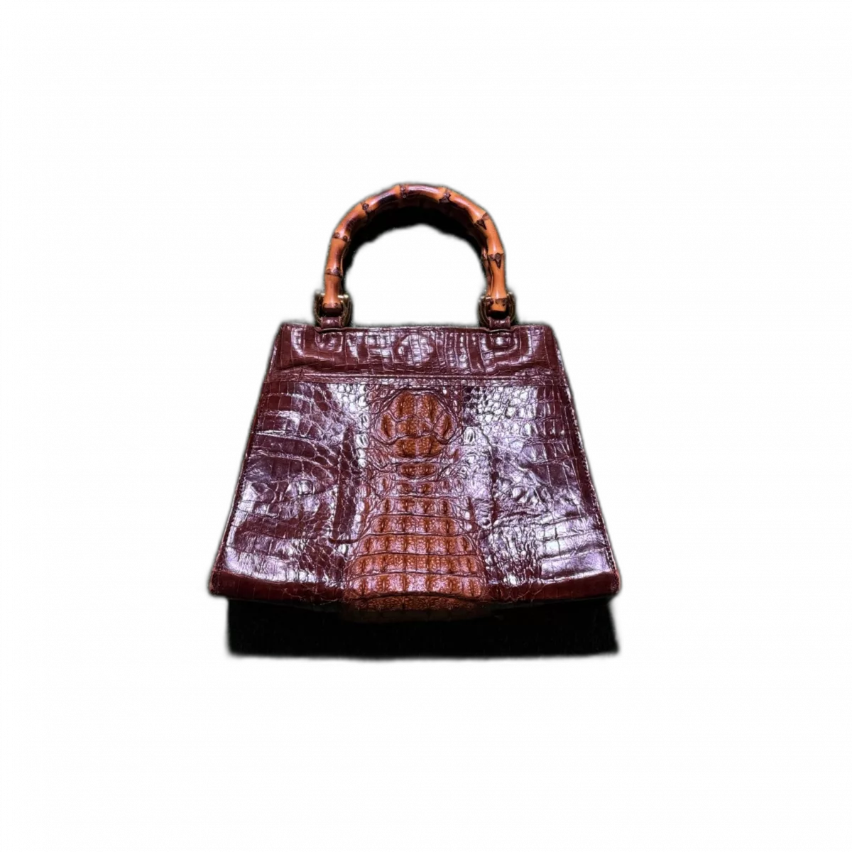 MULTI-MARQUES Sac crocodile avec anse en bamboo