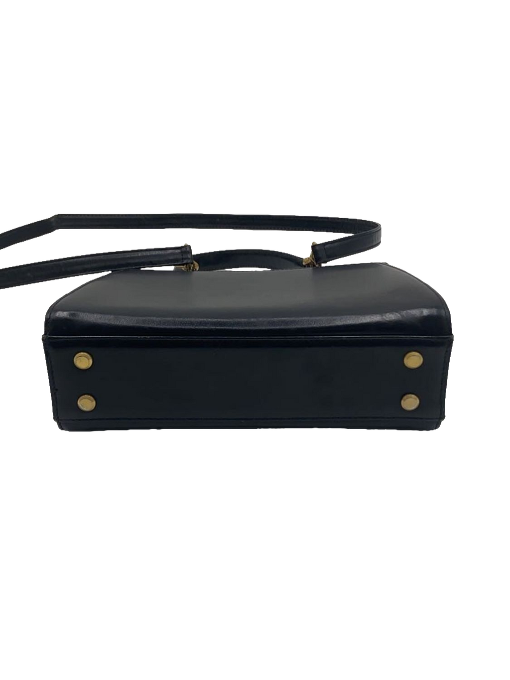 COURRÈGES Sac Uvara cuir noir lisse nœud doré