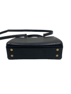 COURRÈGES Sac Uvara cuir noir lisse nœud doré