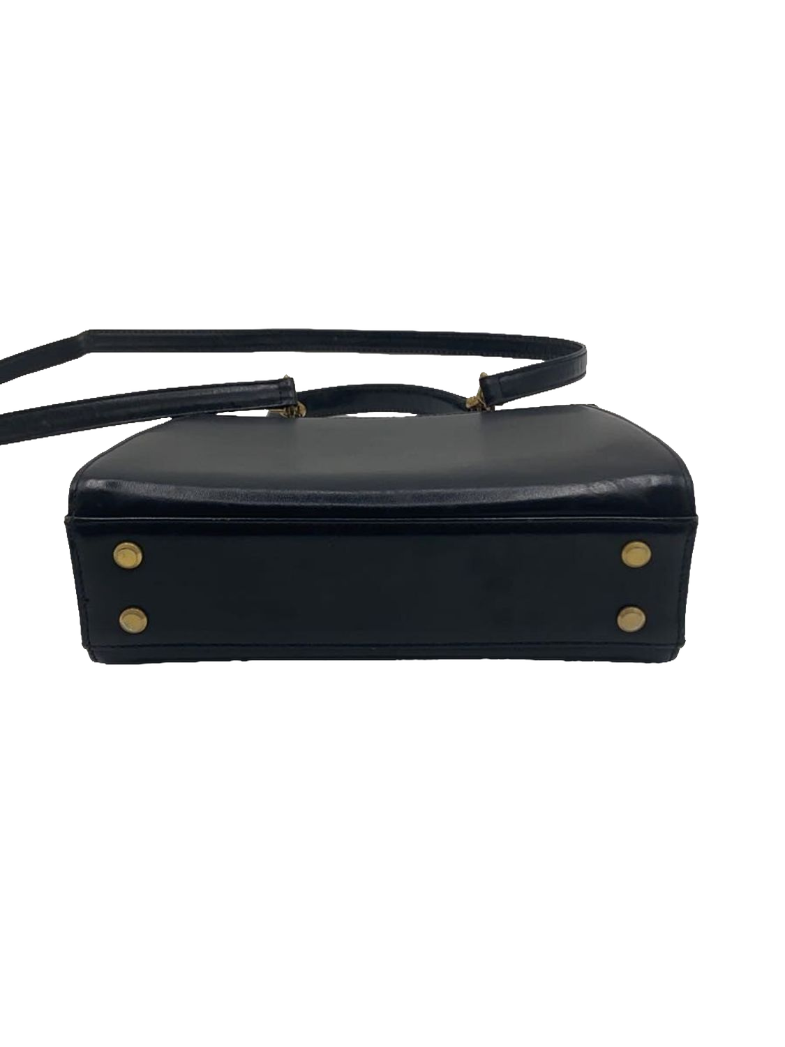 COURRÈGES Sac Uvara cuir noir lisse nœud doré
