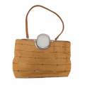 COURRÈGES Sac à main Courrèges 2 en 1 cuir marron anse transparente