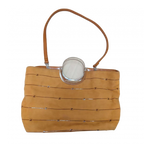 COURRÈGES Sac à main Courrèges 2 en 1 cuir marron anse transparente