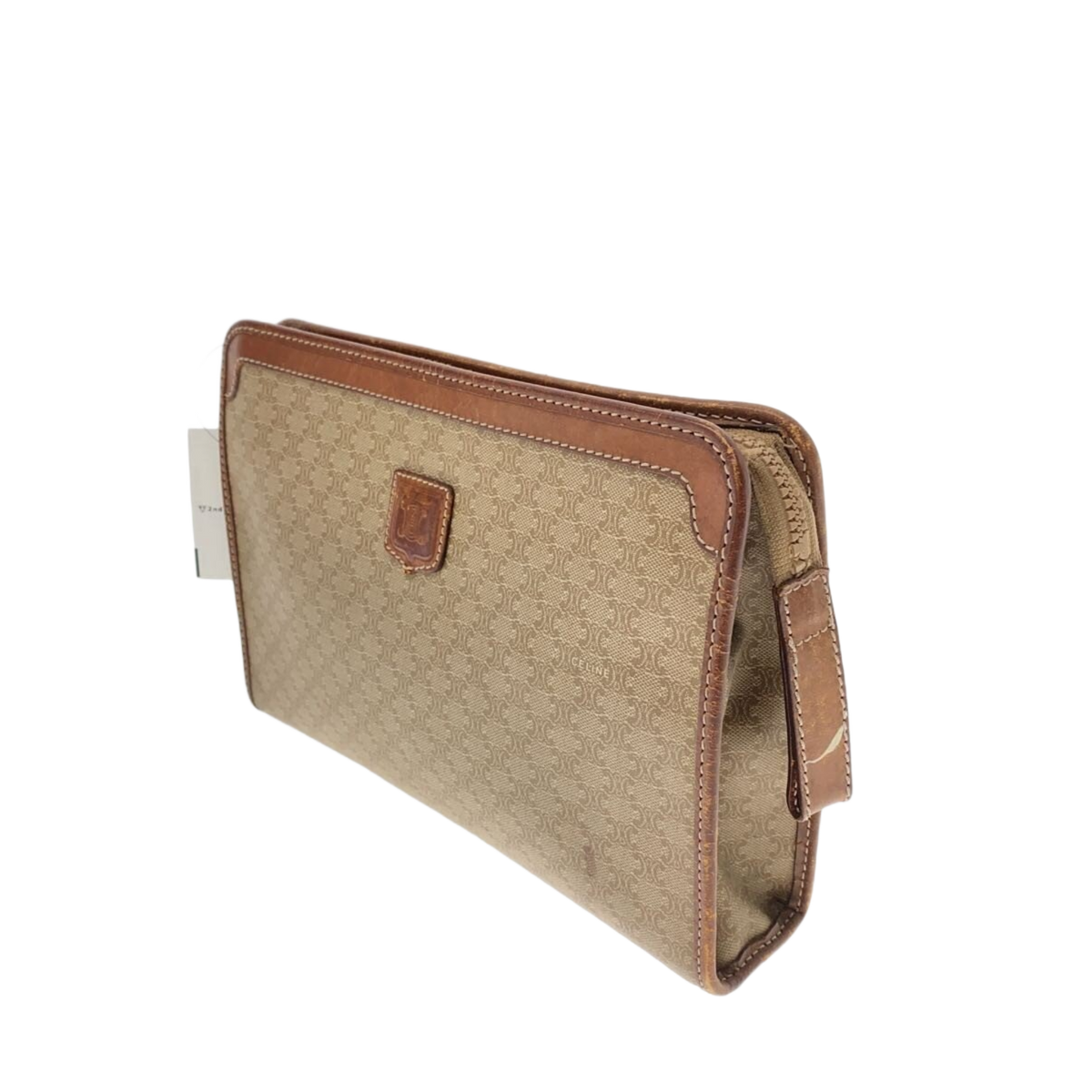 CELINE Pochette macadam beige et cuir