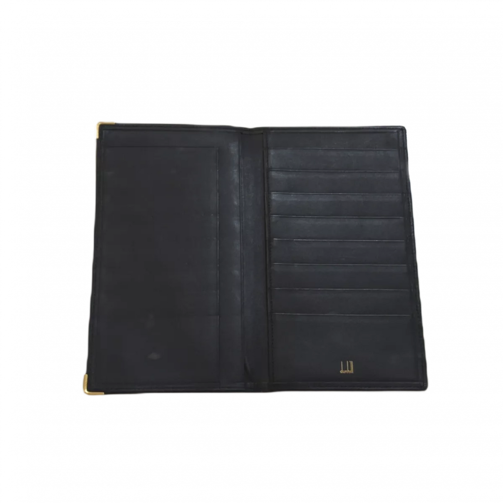 DUNHILL Portefeuille long noir & bijouterie or Dunhill
