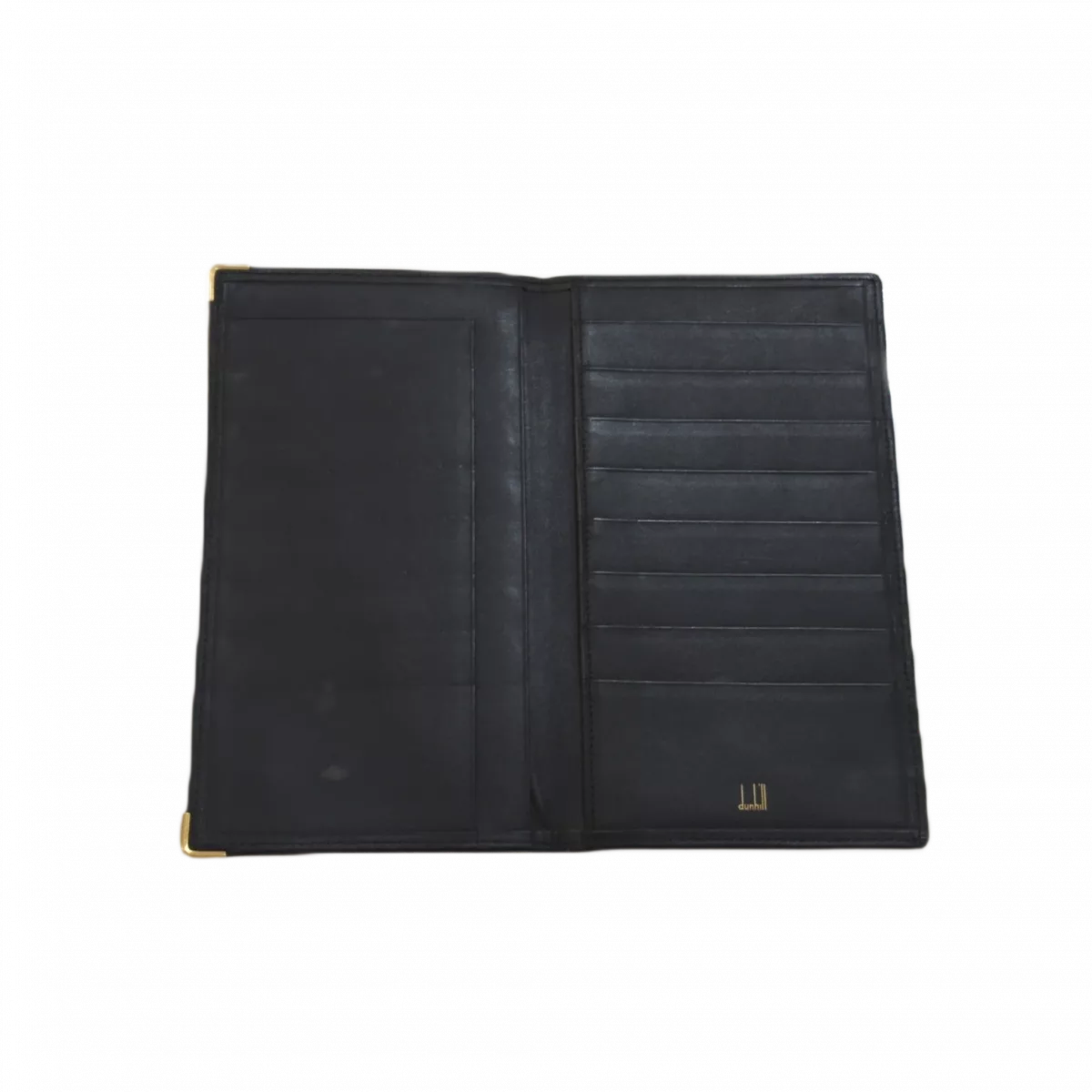 DUNHILL Portefeuille long noir & bijouterie or Dunhill