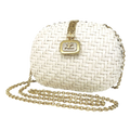 Courrèges Elegant White Woven Mini Bag with Chain Strap